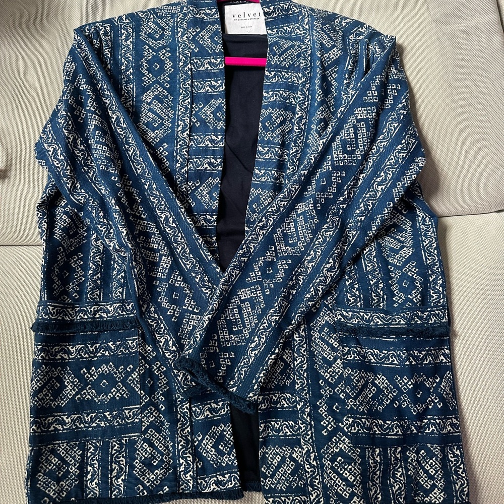 Velvet by Graham & Spencer Blue Patterned Blazer
